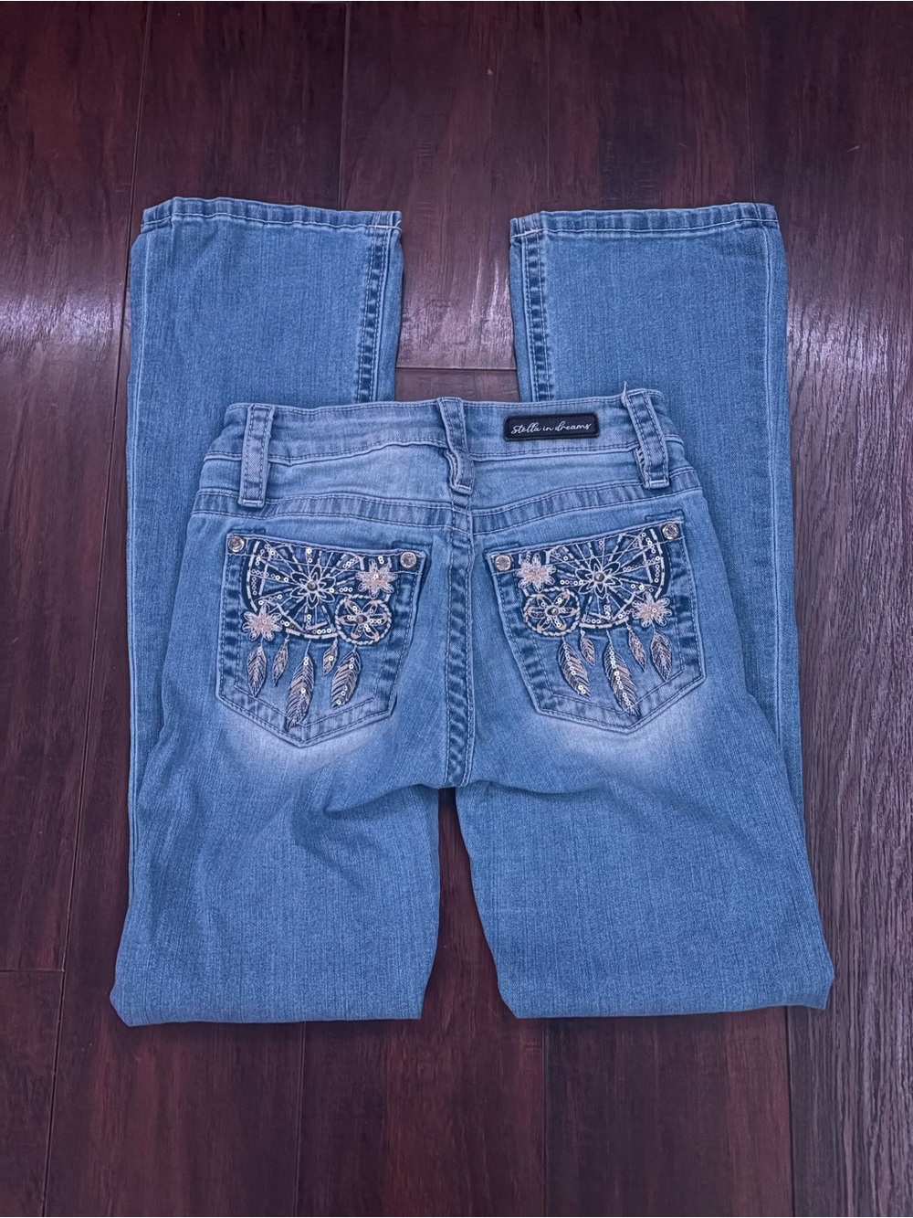 Miss Me Light Blue Boot Cut Jeans with Embroidered Back Pockets